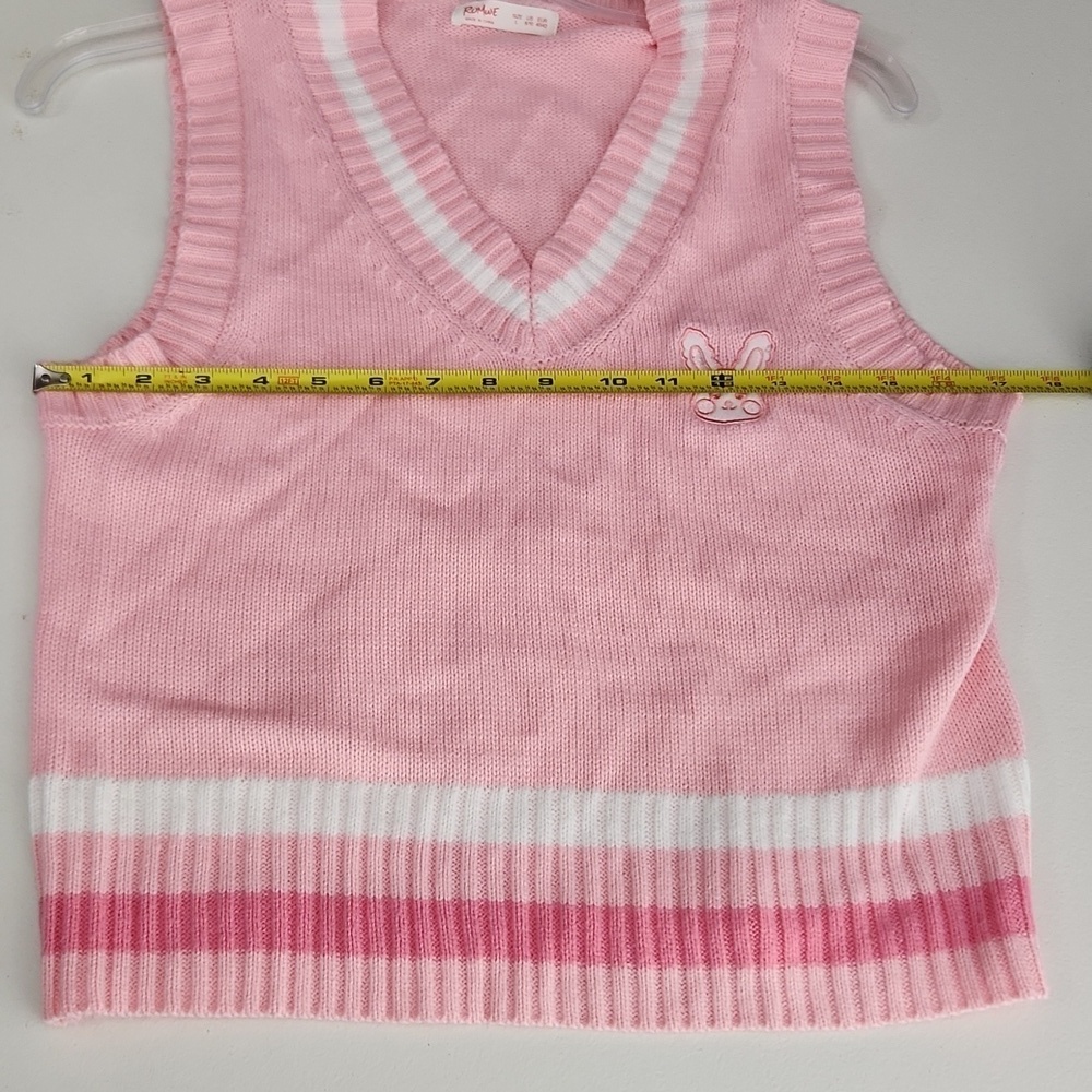 Rumwe Sweater Womens Size 8 To 10 Bunny Vest Pullover Light Pink White - Picture 5 of 8